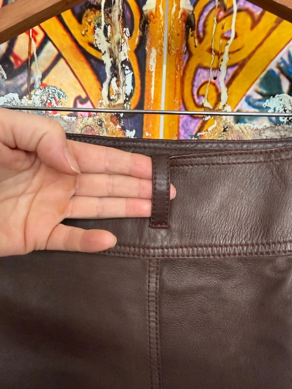 Diesel Vintage Chocolate Soft Leather Wrap Mini Skirt with Button Accent - Picture 12 of 17